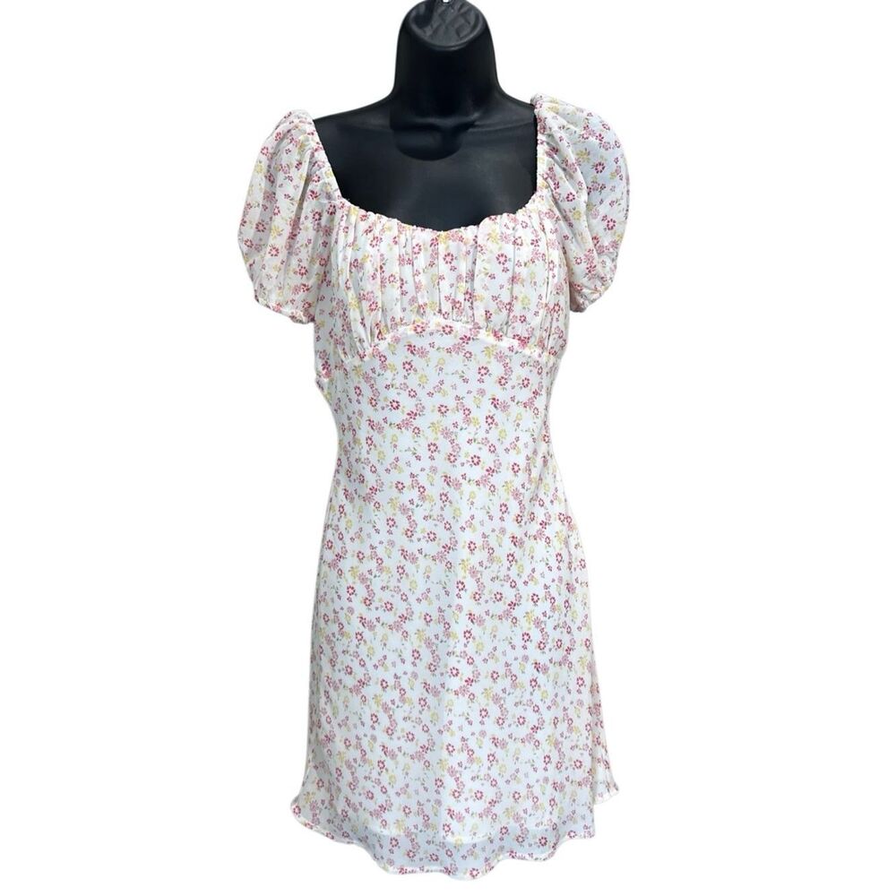 Cotton Candy LA Floral Puff Sleeve Mini Sundress Size Medium
